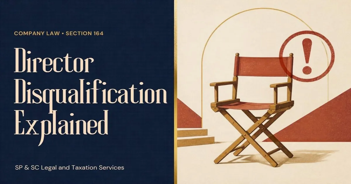 Cover: Director disqualification under Section 164(2), empty director chair with warning stamp