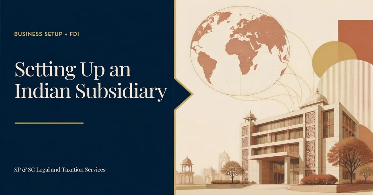 Cover: Setting up an Indian subsidiary of a foreign company, globe linked to an Indian office
