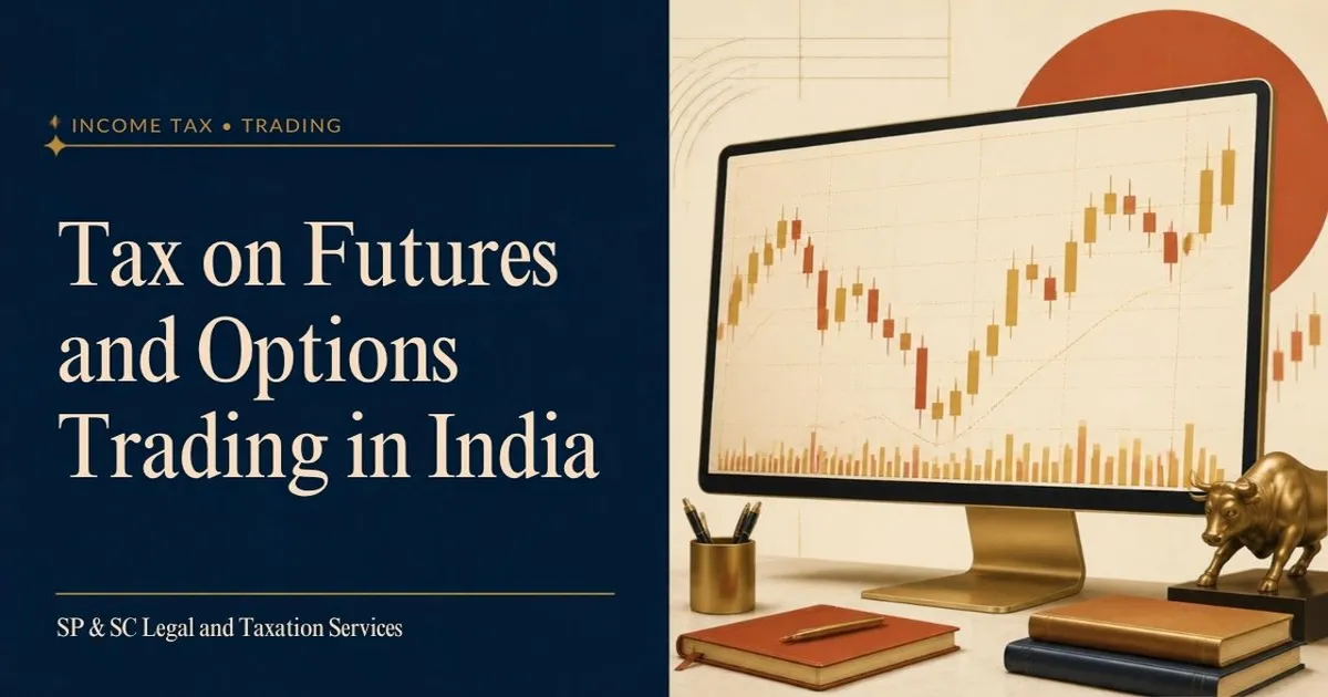 Cover: Tax on futures and options trading in India, candlestick chart on a screen