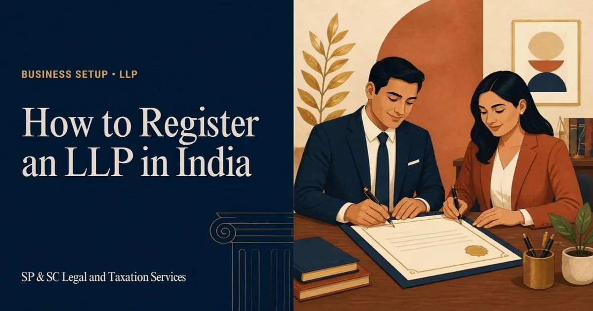 Cover: How to register an LLP in India, two partners signing an LLP agreement