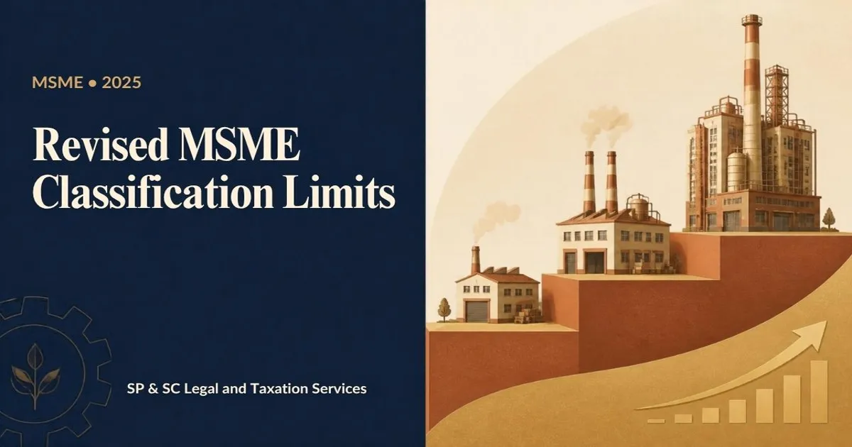 Cover: Revised MSME classification limits 2025, factories rising on ascending steps