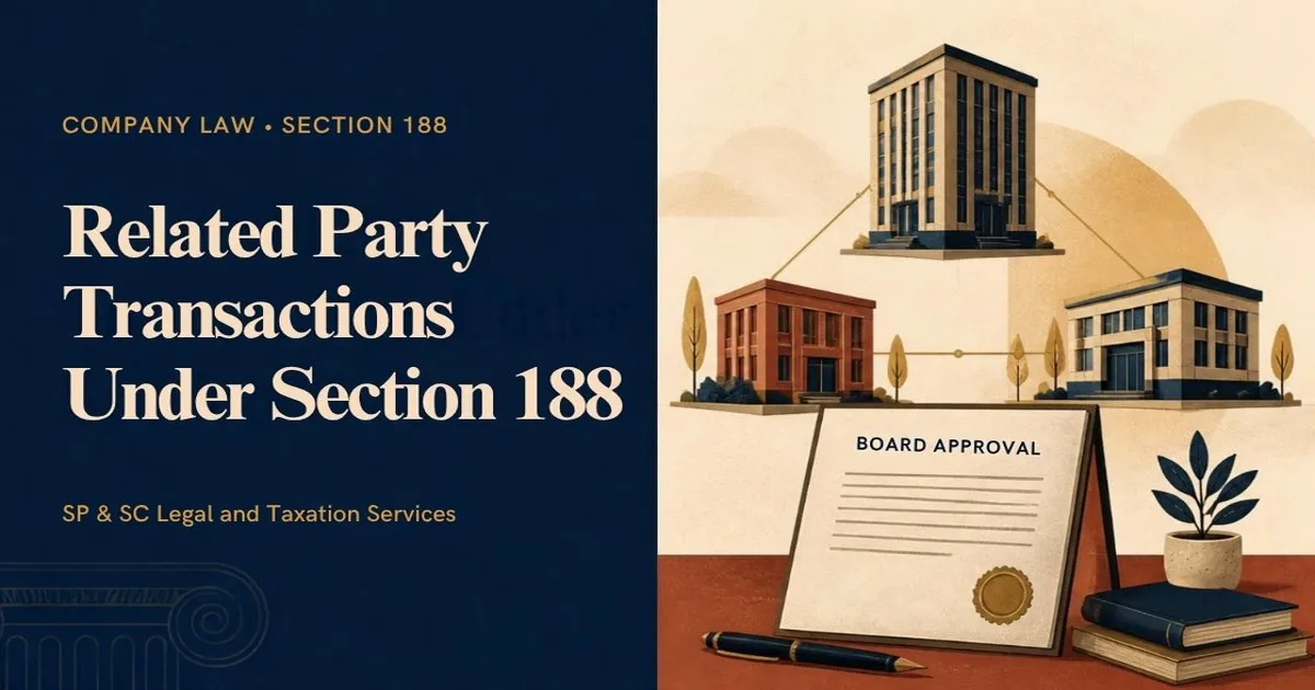 Cover: Related party transactions under Section 188, connected company buildings and board approval