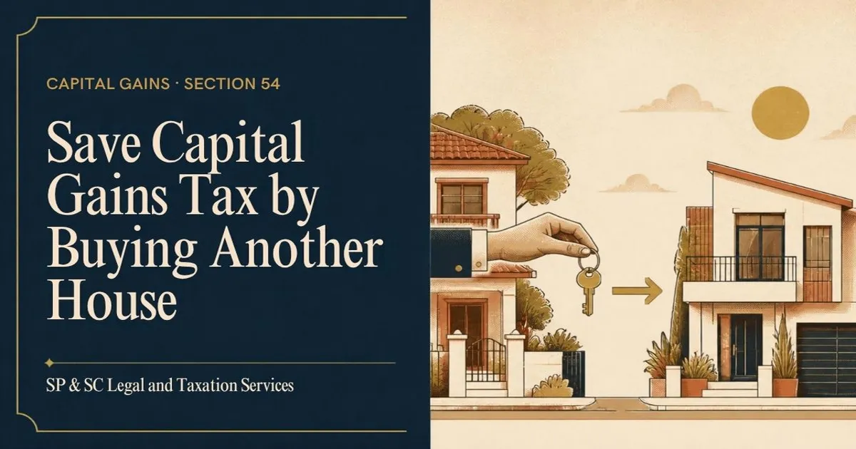 Cover: Section 54 capital gains exemption, keys passing from an old house to a new one