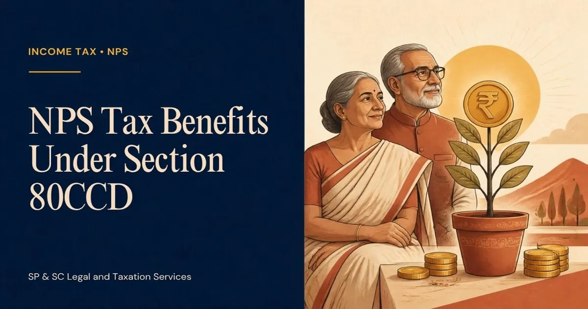 Cover: NPS tax benefits under Section 80CCD, retired couple with a growing savings plant