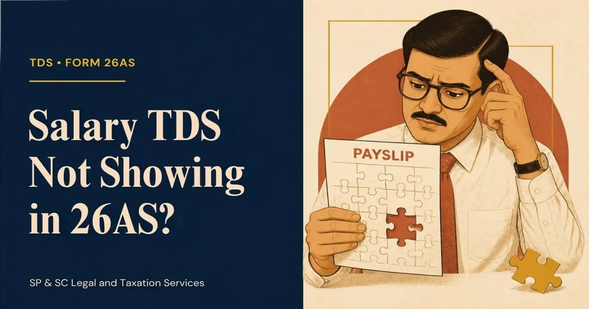 Cover: Salary TDS not showing in Form 26AS, employee with payslip and missing puzzle piece